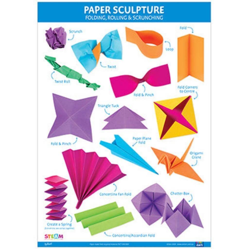 Folding rolling scrunching paper sculpture