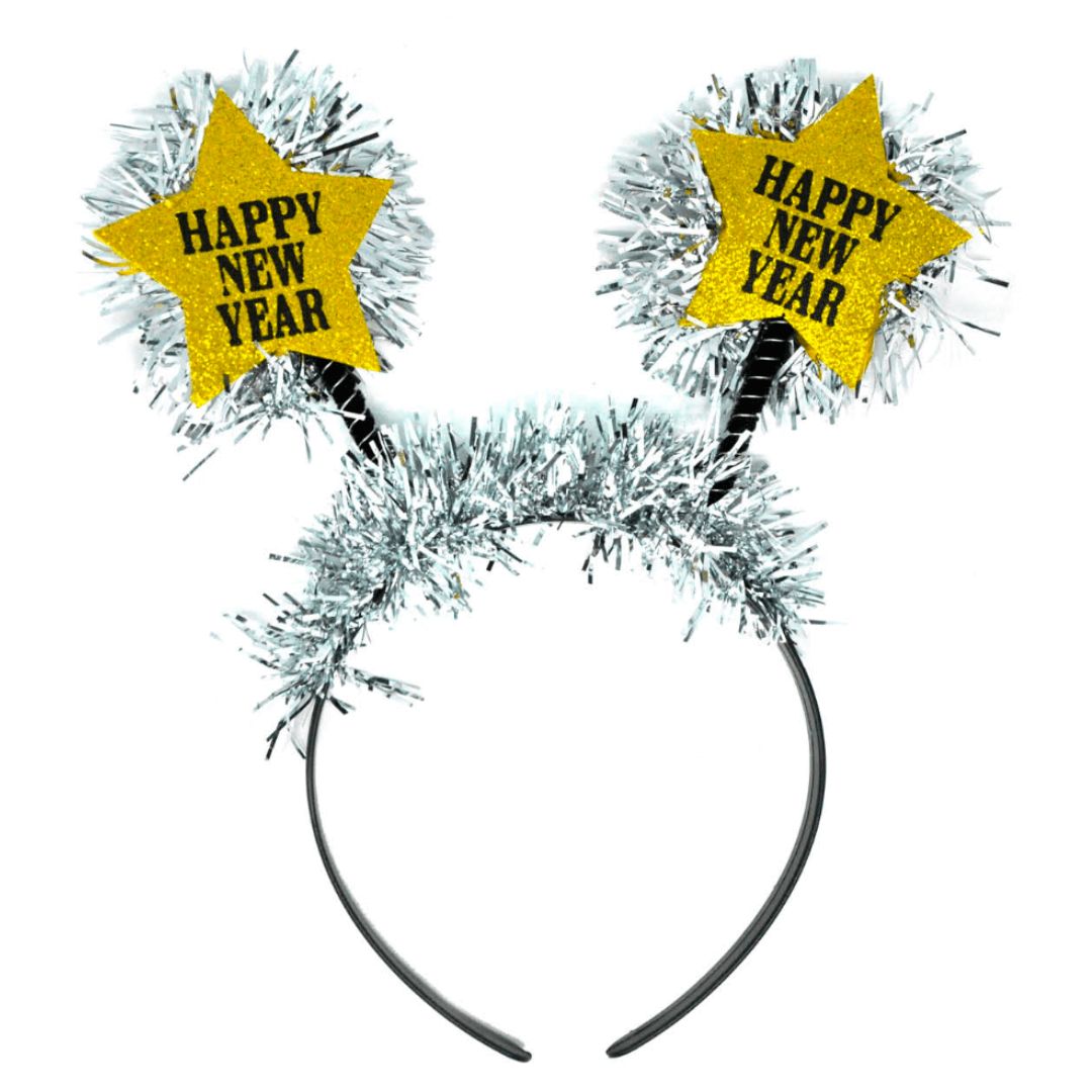 Happy New Year Silver Star Headband