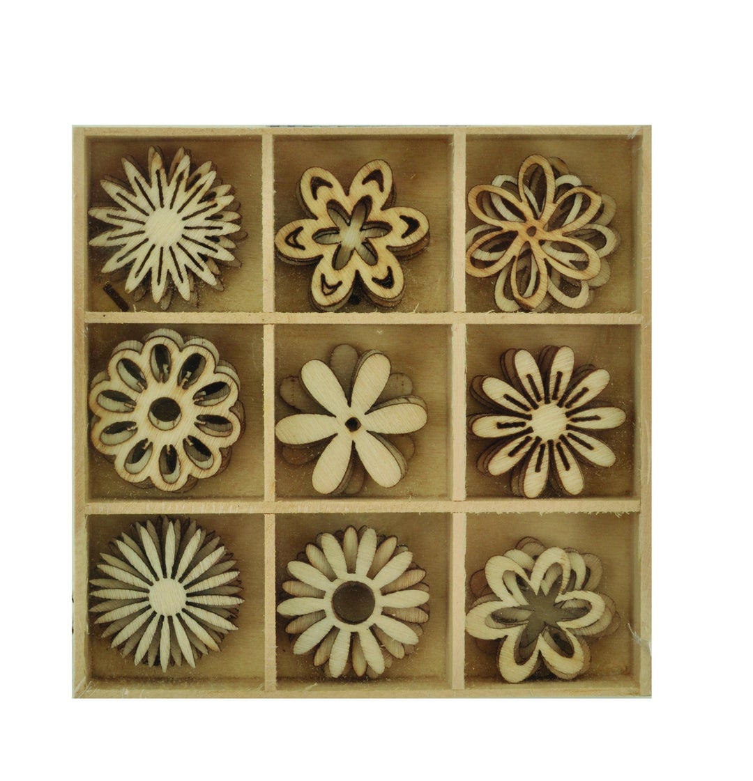Wooden Shapes Flower 45 Pieces