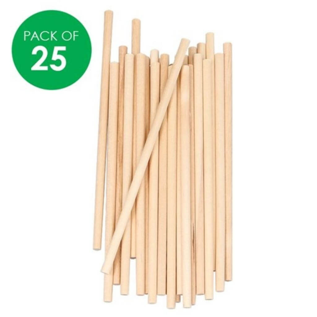 Natural Wooden Dowel Pack of 25