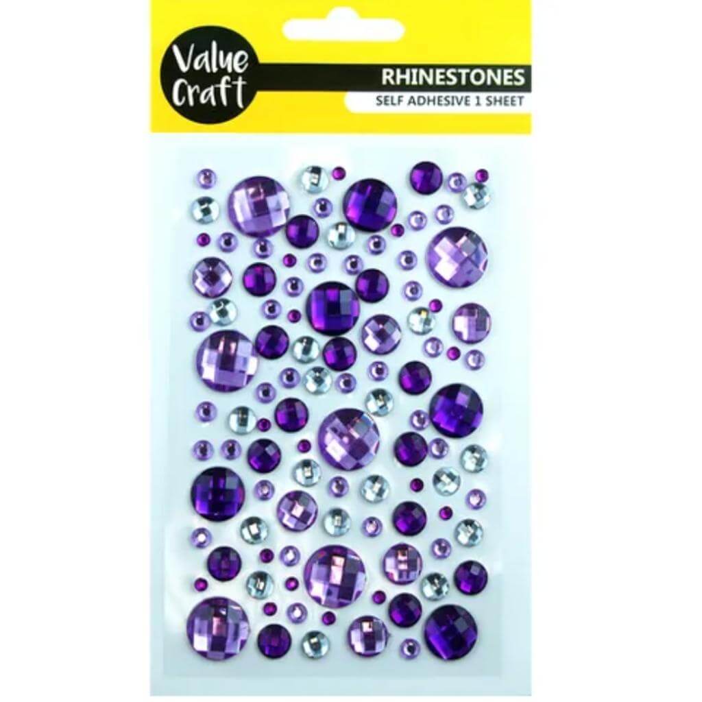 Rhinestones Purple Self Adhesive Bubble 1 Sheet - Senior Style