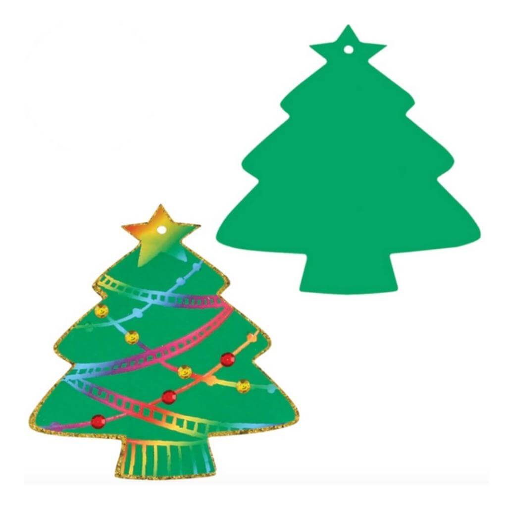 Scratch Board Tree Ornaments Pack of 20