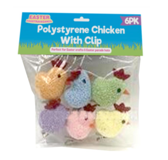 Polystyrene Chickens or Eggs With Clip