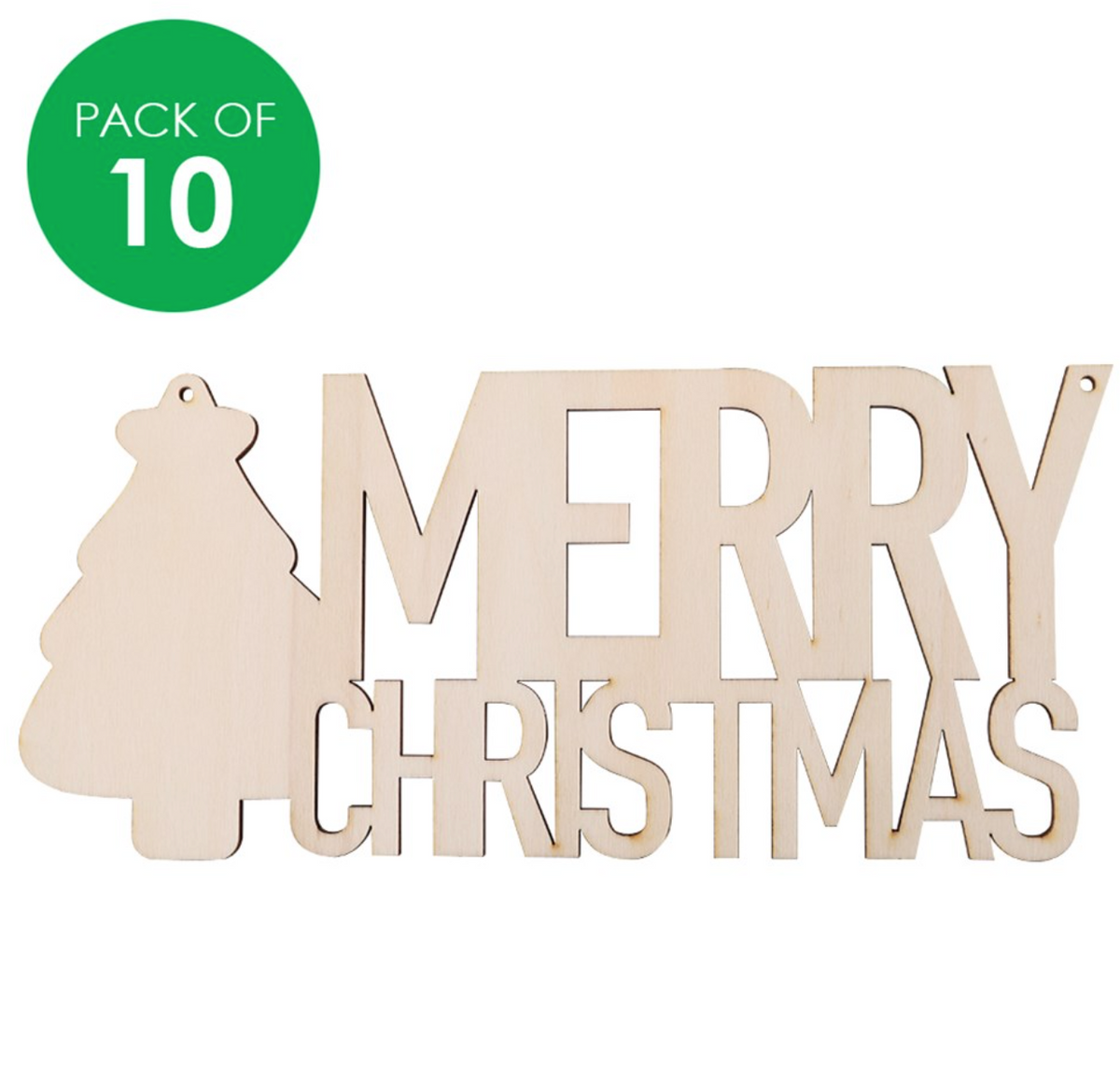 Wooden MERRY CHRISTMAS Plaques - Pack of 10