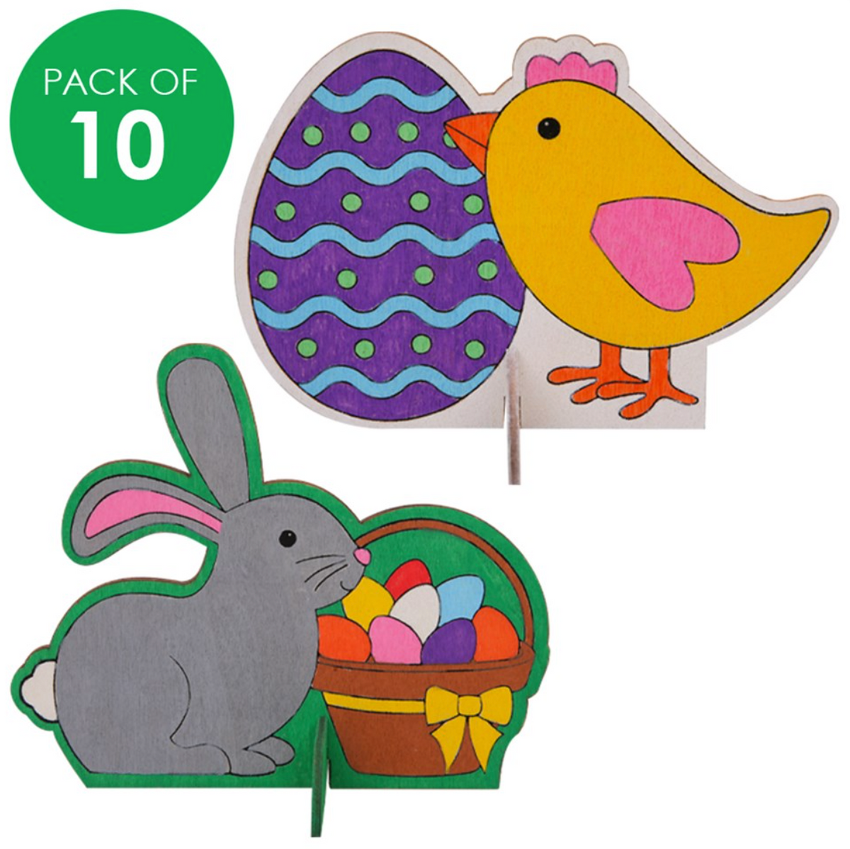 3D Wooden Easter Characters Pack of 10