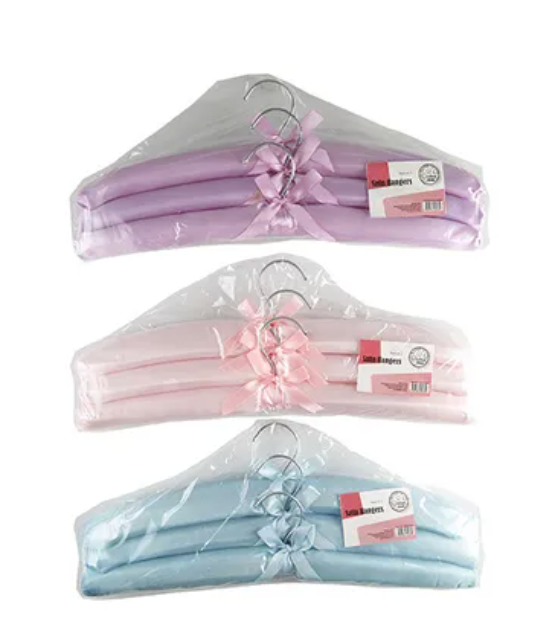 Satin Pastel Coat Hangers 3 Pack Senior Style