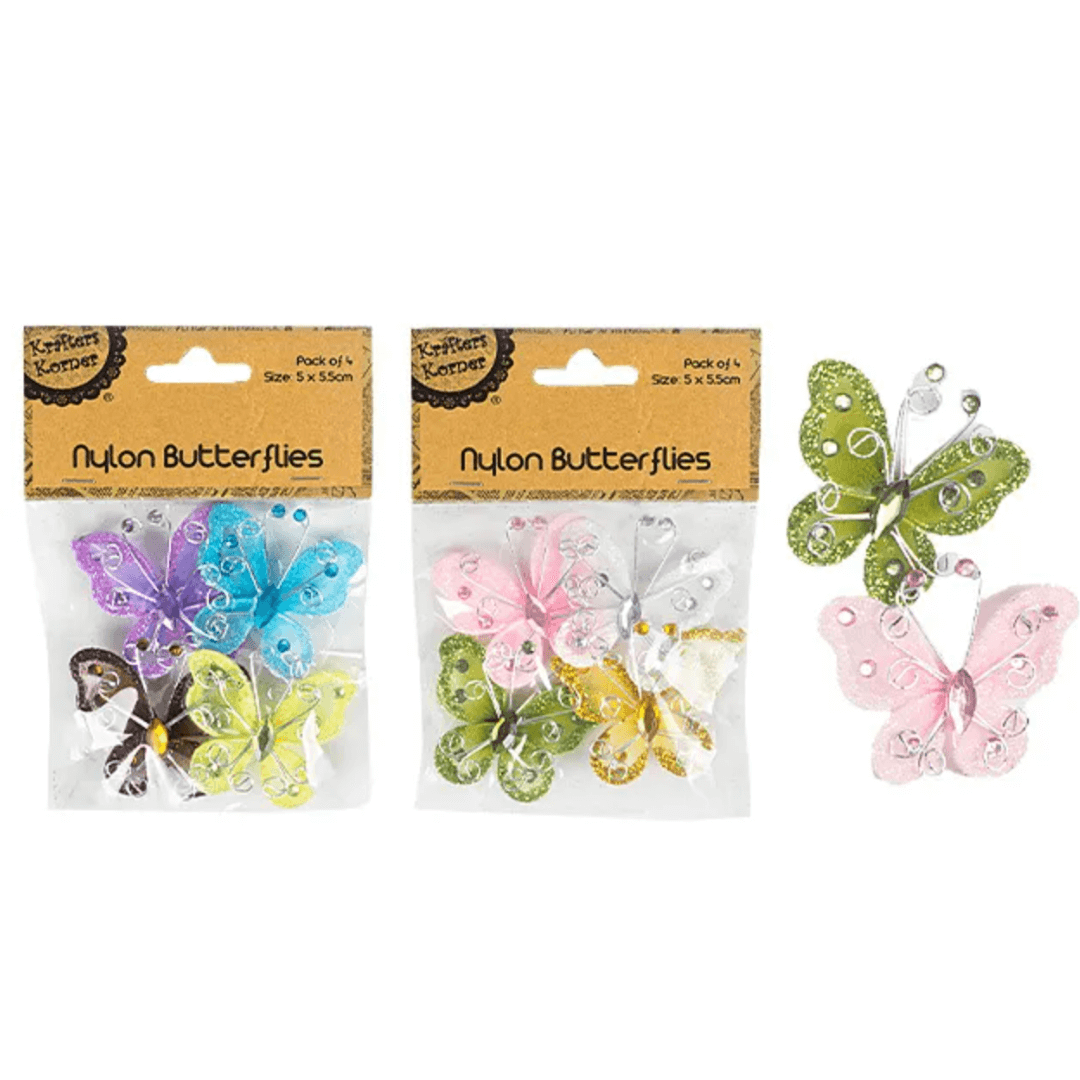 Soft Nylon Butterflies Pack of 4