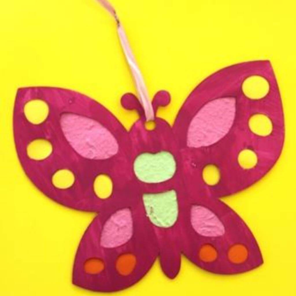 Stained Glass Butterfly/Flower 10 Pieces Red