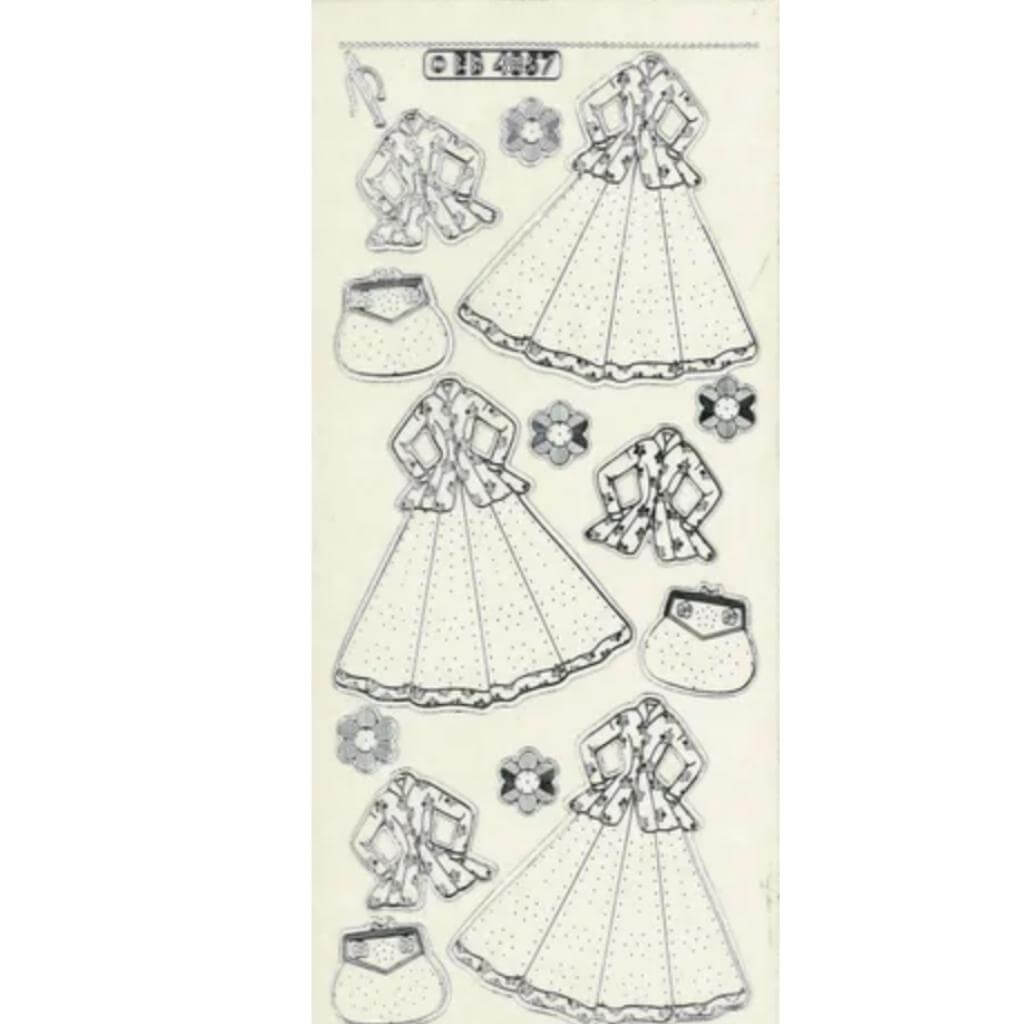 Stickers Embroidery Fashion Silver/Clear