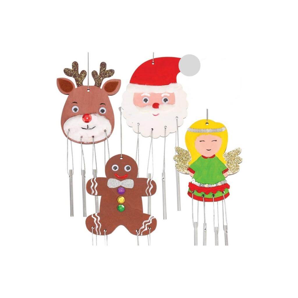 Wooden Christmas Windchimes Pack of 4