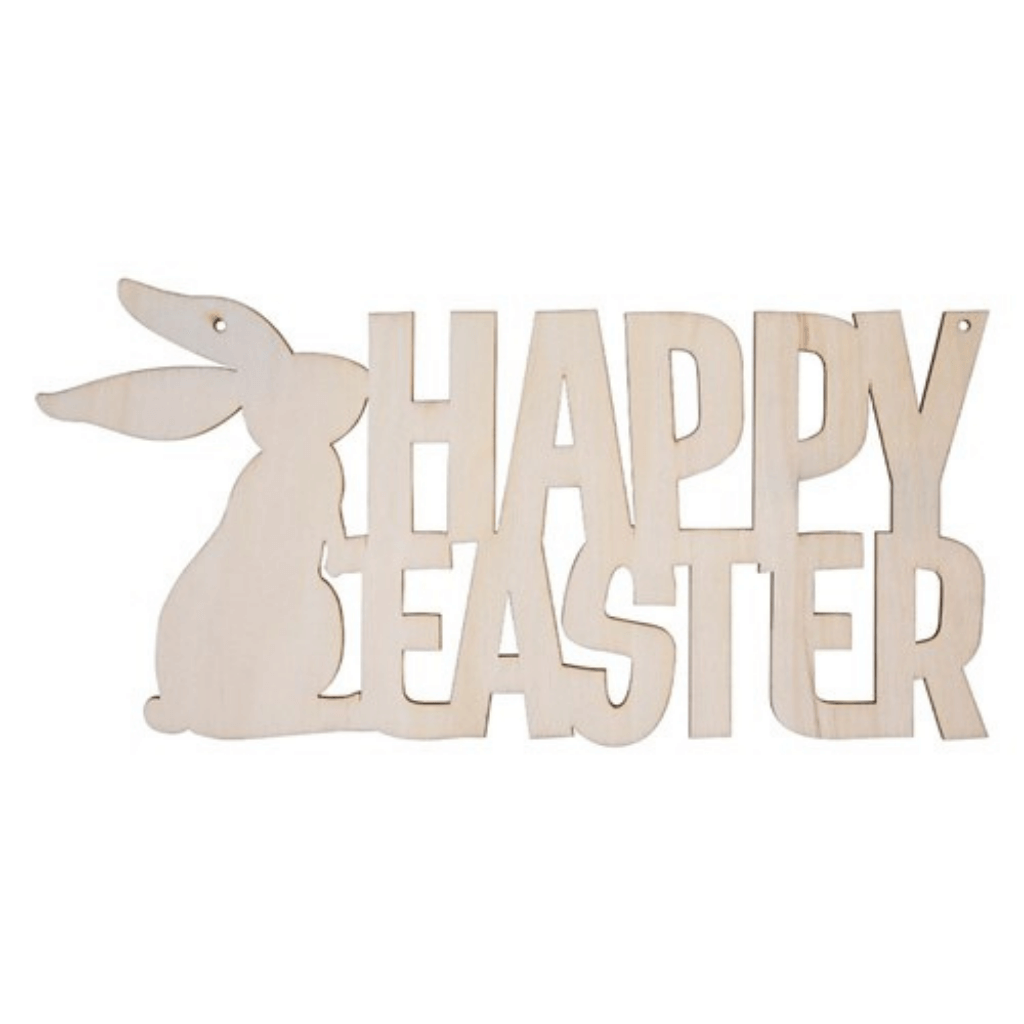 Wooden Happy Easter Plaques Pack of 10