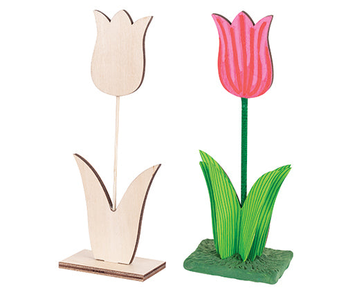 Wooden Tulip on Stand Pack of 10